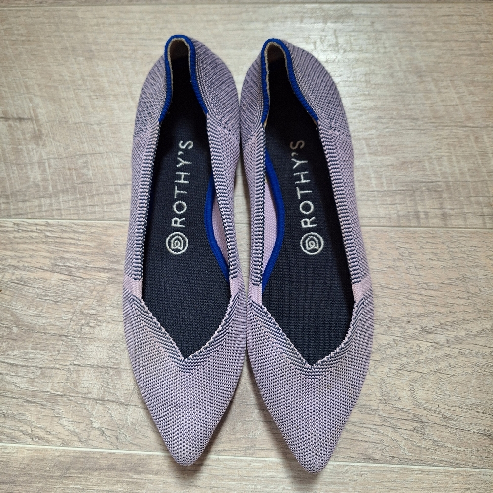 ROTHY'S • “The Point” Retired Lilac Stripe Pointed Toe Flats